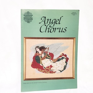 Ulotka z haftem krzyżykowym Angel Chorus Victorian 26 Christmas Gloria and Pat 1991