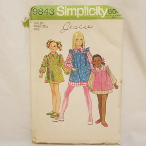 Girls Dress Smock Pattern Size 10 Simplicity 9843 PreCut 1971 Vintage
