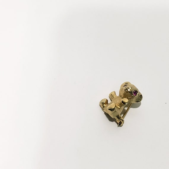 Golden Teddy Bear Purple Rhinestone Eyes Lapel Pi… - image 2