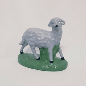 Natividad Oveja de pie Navidad Pintada a mano Cerámica 3&quot; Gris Verde