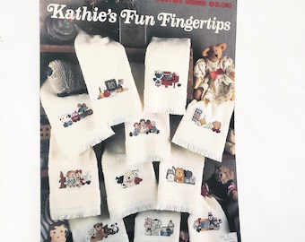 Kathie's Fun Fingertips Cross Stitch Leaflet 2268 Leisure Arts 1992 Teddy Bear