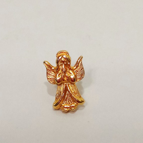 Standing Praying Angel Lapel Pin 5/8" Miniature Vi
