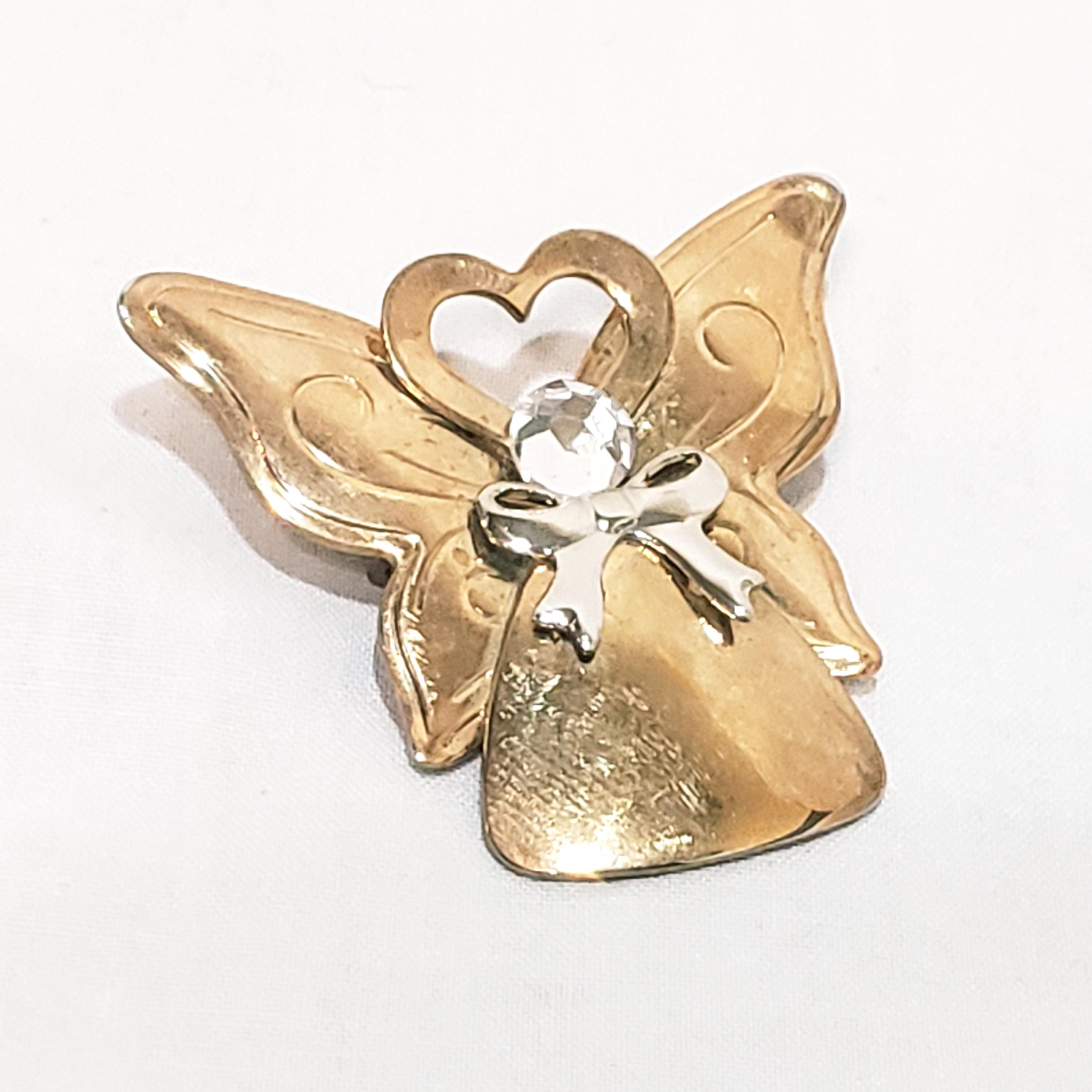 Broche Vintage Signée JEANNE Pierre - Gravure Détaillée Couleur Or - Bijou Ancien *5183