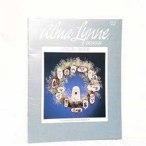 Ulotka Angel Folk Cross Stitch Alma Lynne 1985 Gabriel Love Hope Shepherd Tree