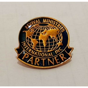 Revival Ministries International Inc Partner Gold Tone Pin 3/4 « Carte du monde