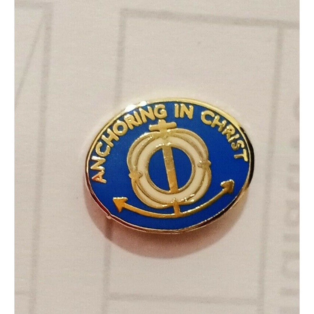Blue Anchoring in Christ Vintage Religious Lapel Pin Anchor Etsy