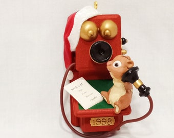 North Pole Telephone Company Chipmunk Ornament 1998 Hallmark Christmas 3"