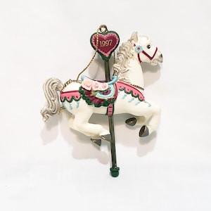 Carousel House Christmas Ornament 3.5&quot; American Greetings 1997 Pink Roses Heart