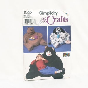 Animal Bean Bag Chairs Child Size Simplicity 9229 Pattern 2000 Uncut Cat Bear