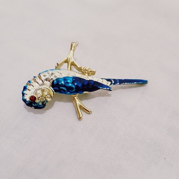 Vintage Blue Parrot Macaw Bird Brooch Lapel Pin U… - image 8