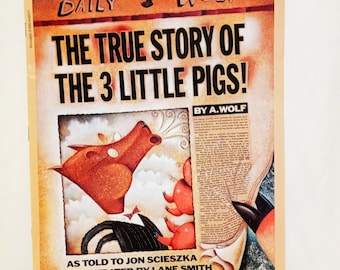 Prawdziwa historia 3 małych świnek Książka Miękka oprawa 1991 Scholastic A. Wolf