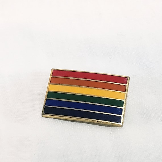Rainbow Rectangle Lapel Pin 1" - image 2