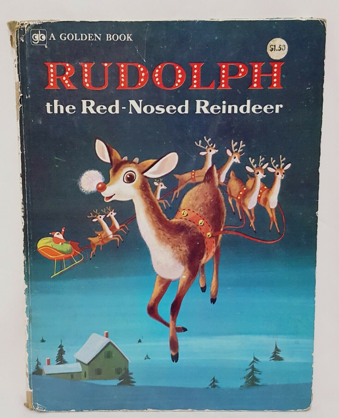 Rudolph the Red Nosed Reindeer Hardcover 1977 Big Golden Book Christmas Santa