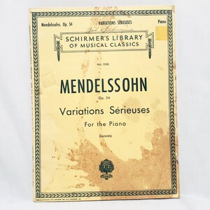 Mendelssohn Schirmer&#39;s Library Musical Classics Piano Sheet Music 1967 Variation