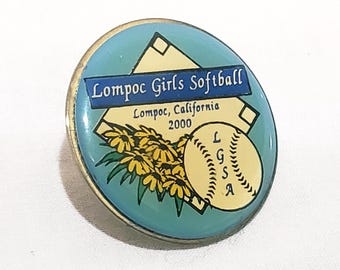 Lompoc Girls Fastpitch Softball Sports Pin 1" 2000 LGSA California