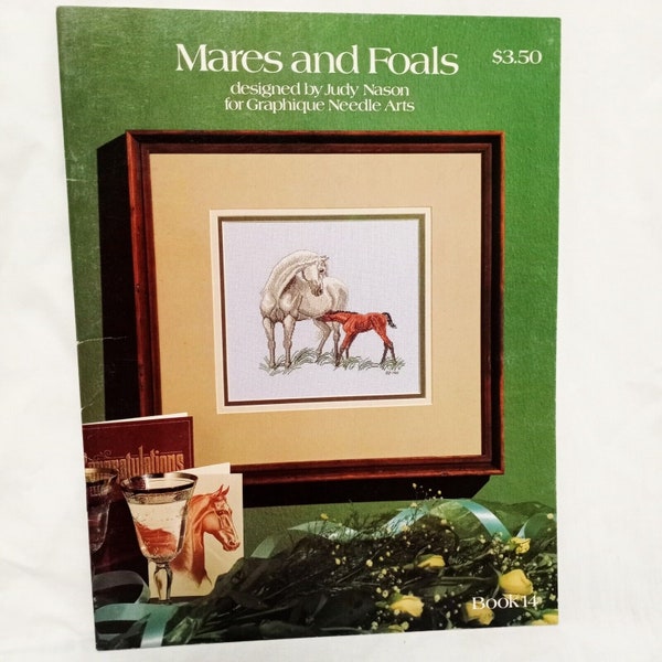 Mares and Foals Horses Cross Stitch Leaflet Judy Nason 1982 Graphique Needle Art