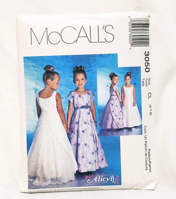 Buy Girls Formal Dress W Sleeves Pattern Size 6 7 8 Mccall's 3050 Sewing  2000 Uncut Online in India - Etsy