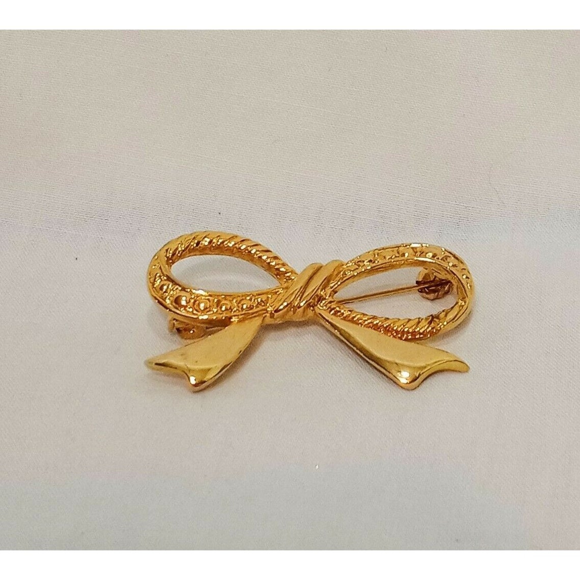 Ribbon Bow Brooch Pin Gold Tone Vintage 1.5 Open Loops | Etsy