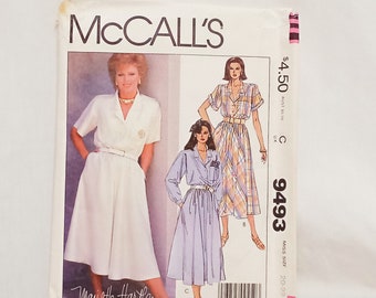 Misses Dress Blue Transfer Pattern Size 20 -22 McCall's 9493 Sewing 1985 Precut