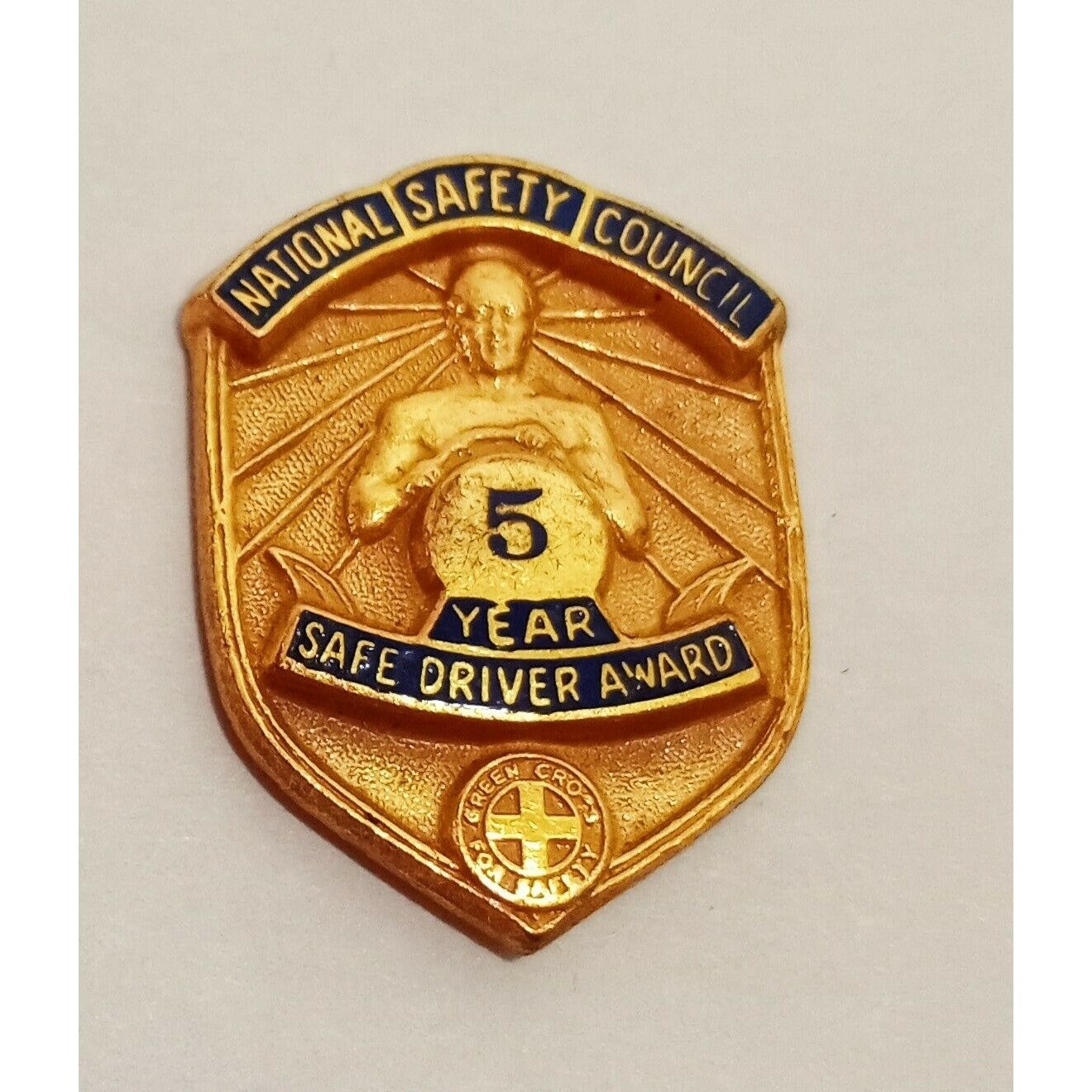 National Safety Council 5 Year Safe Driver Award Badge Screw Back Pin 3/4"