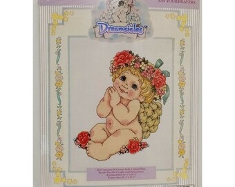 Dreamsicles Say Your Prayers Cross Stitch Kit 48001 Leisure Arts 1997 NOS Cupid