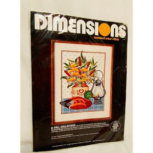 A Fall Collection Duck Cross Stitch Kit 1984 Oil Lamp Mallard Flowers Dimensions