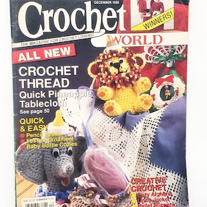 クロッシェ・ワールド・マガジン 1990年12月号 パイナップルテーブルクロス 鉛筆の頭の飾り ベビー