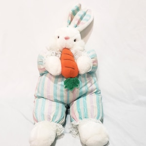 White Bunny Rabbit Easter Carrot Strips 17&quot; Plush Stuffed Animal Kids of America