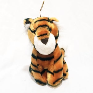 Tiger Sitting up Orange Black Plush Stuffed Animal Toy 7&quot; Wild Cat