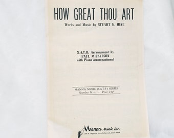 How Great Thou Art Sheet Music Piano 1955 Stuart K. Hine Paul Mickelson Manna