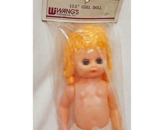 Girl Doll Body Rubio Cabello Amarillo 13.5 "Caucásico Nuevos Ojos Azules Abiertos Cerrar Wang's