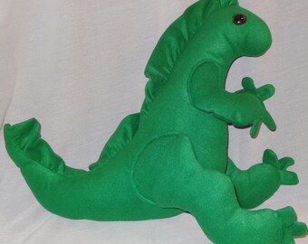 Dinosaur Green Felt Handmade Plush Stuffed Animal 19"