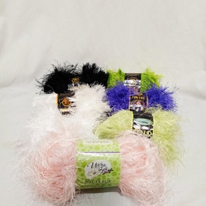 Lot 7 Skeins Fun Fur Yarn 15 ounce 100% Polyester Lion Brand Sensations
