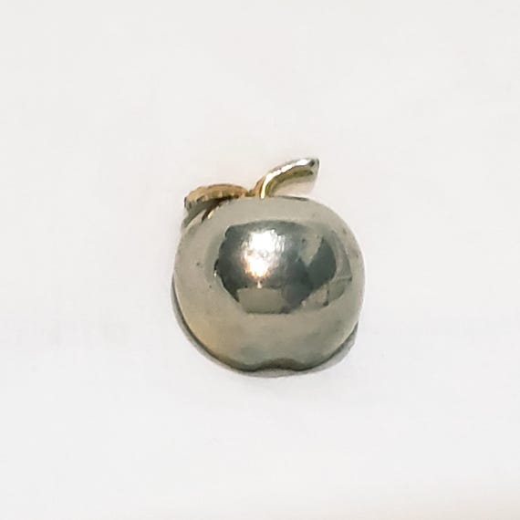 Apple with Leaf Solid Front Metal Brooch Pin 1.5"… - image 1