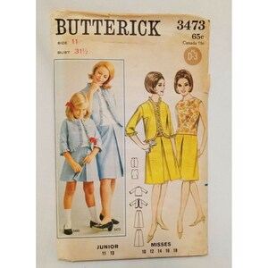 Jacket Skirt Blouse Pattern Junior Size 11 Butterick 3473 VTG  UnCut Bust 31.5"
