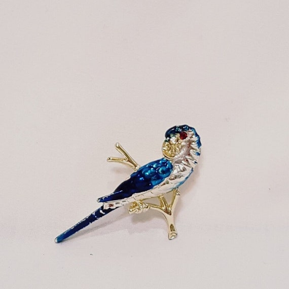 Vintage Blue Parrot Macaw Bird Brooch Lapel Pin U… - image 3