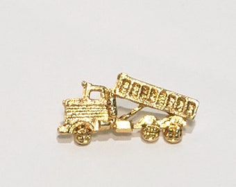 Camión volquete tono dorado solapa Pin Tie Tack 1" Vintage Ballou Reg'd