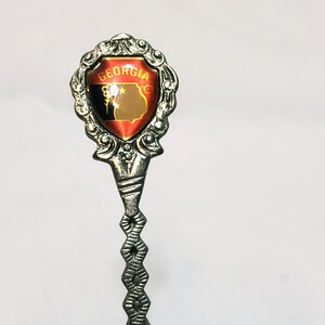 Cuillère souvenir de carte de l'État de Géorgie 4" vintage ton argent Union Japon