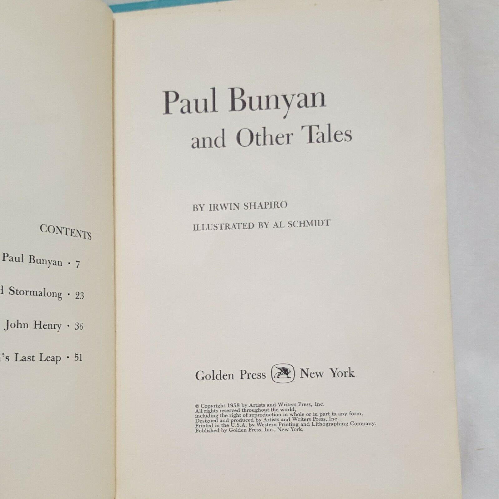 Paul Bunyan and Other Tales Book Hardcover 1958 Golden Press Shapiro ...