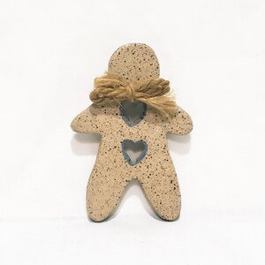 Gingerbread Man with open Hearts Christmas Ornament 4&quot; C. Berry Ceramic