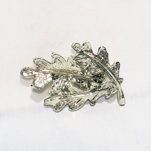 Three Oak Tree Leaves Brooch Pin Gold Tone 2&quot; Metal