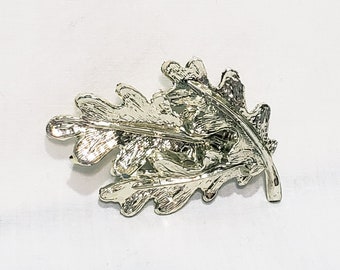 Drei Eichenblätter Brosche Gold Ton 5 cm Metall