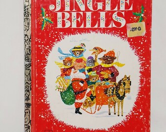 Jingle Glocken Weihnachten Kinder 1976 Hardcover kleine goldene Buch Santa Bär