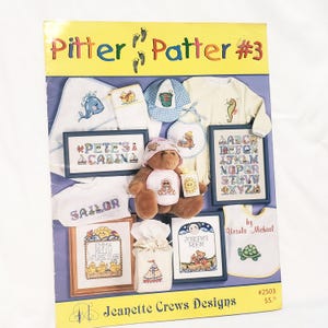 Pitter Patter #3 Baby Cross Stitch Pattern Booklet Janlynn 2000 Turtle Sailboat