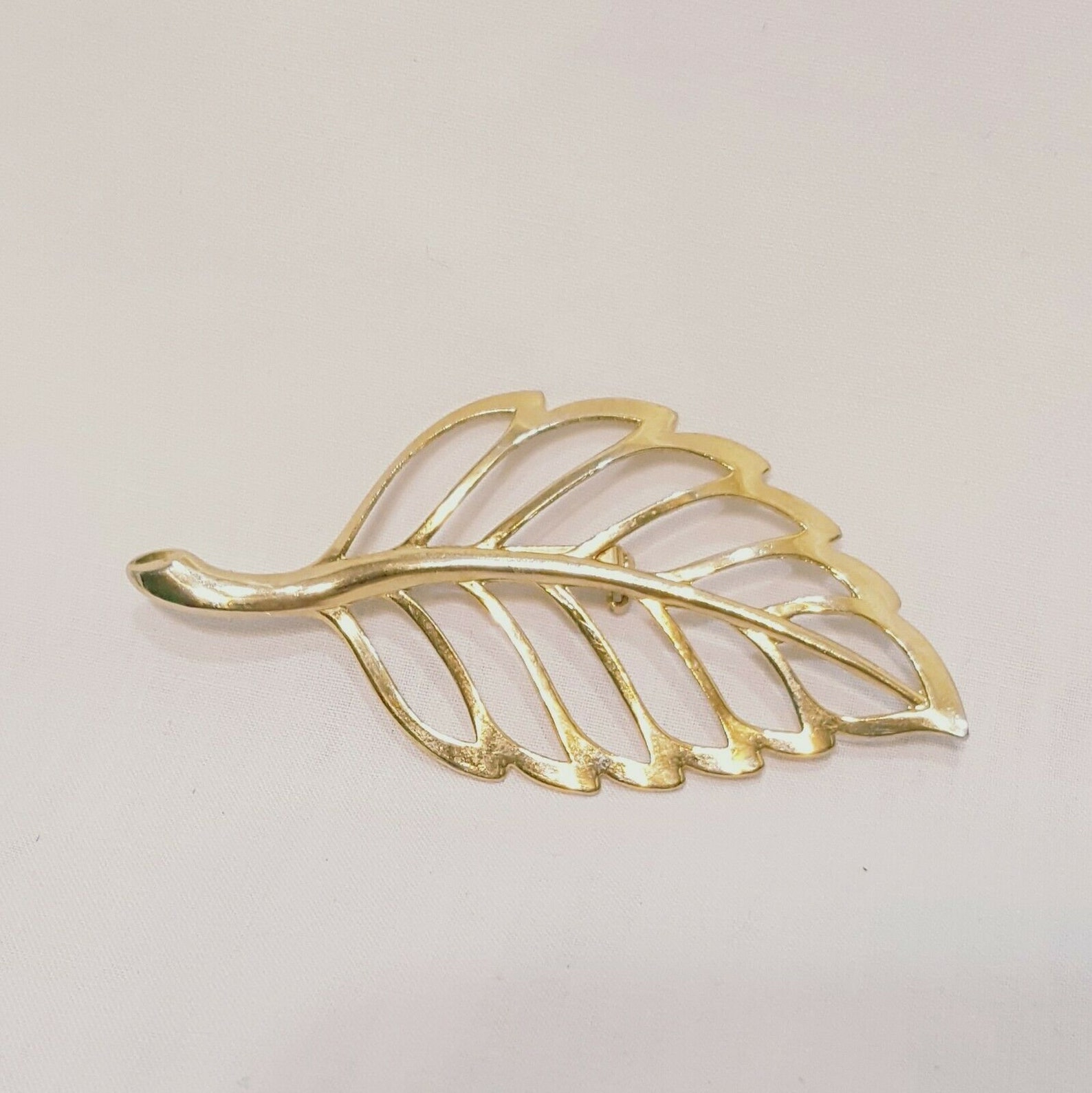 Open Elm Leaf Metal Brooch Pin Gold Tone 3 - Etsy UK