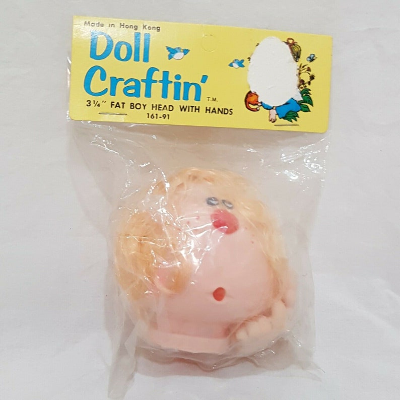 Doll Head Fat Boy with Hands 3 14 Old Stock Doll Craftin/' 161-91 Blond Hair