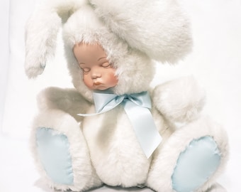 Porcelain Doll Bunny Rabbit Plush Music Box 10
