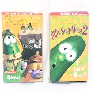 Lot 2 Veggie Tales VHS Tapes 1997 Josh Big Wall and Silly Sing Along 2