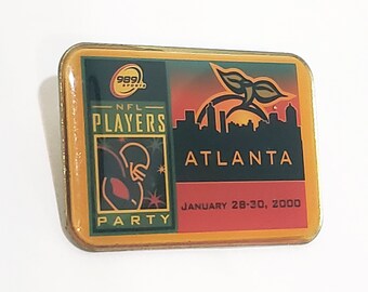NFL Players Party Atlanta 2000 Metal Lapel Pin Pinback Union Made 1 1/2"