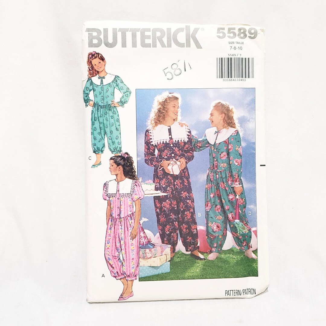 Girls' Jumpsuit Jumper Size 7 - 8 - 10 Butterick 5589 Vintage Uncut ...